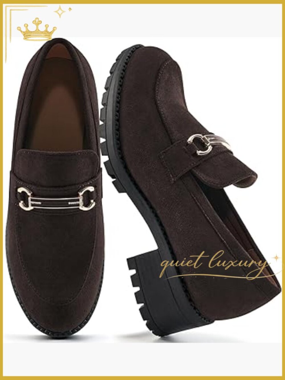 Chunky Platform Loafers Suede Penny Loafer Casual Slip On Dress Shoes Comfort - Picture 1 of 7